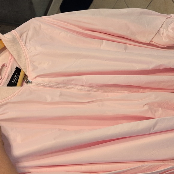 AKIRA Pink FLOATING NYLON Hi-Low Bubble Bomber Jacket SZ SM / MD - Picture 7 of 9